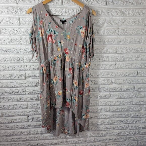 Torrid Womens Dress 0 0X High Low Cold Shoulder Sleeve Gray Rayon FLO270E - Picture 1 of 12
